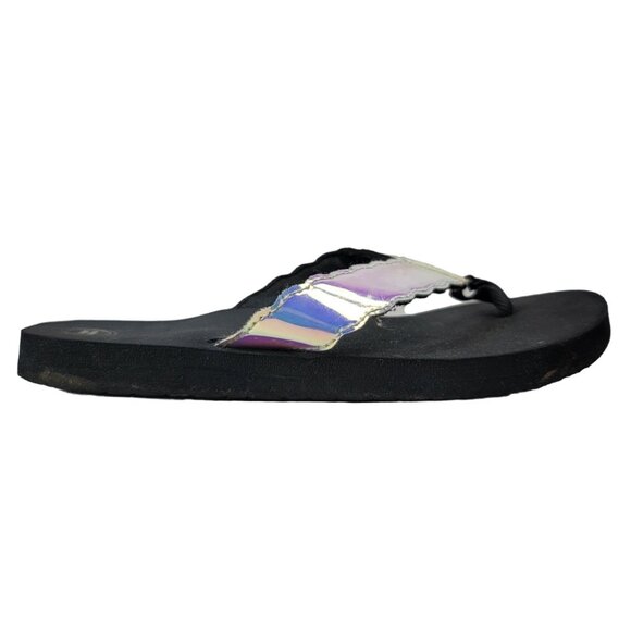 2/$15 Wonder Nation Girls Flip Flop Sandals Black Pastel Iridescent Scallop READ - Picture 9 of 13